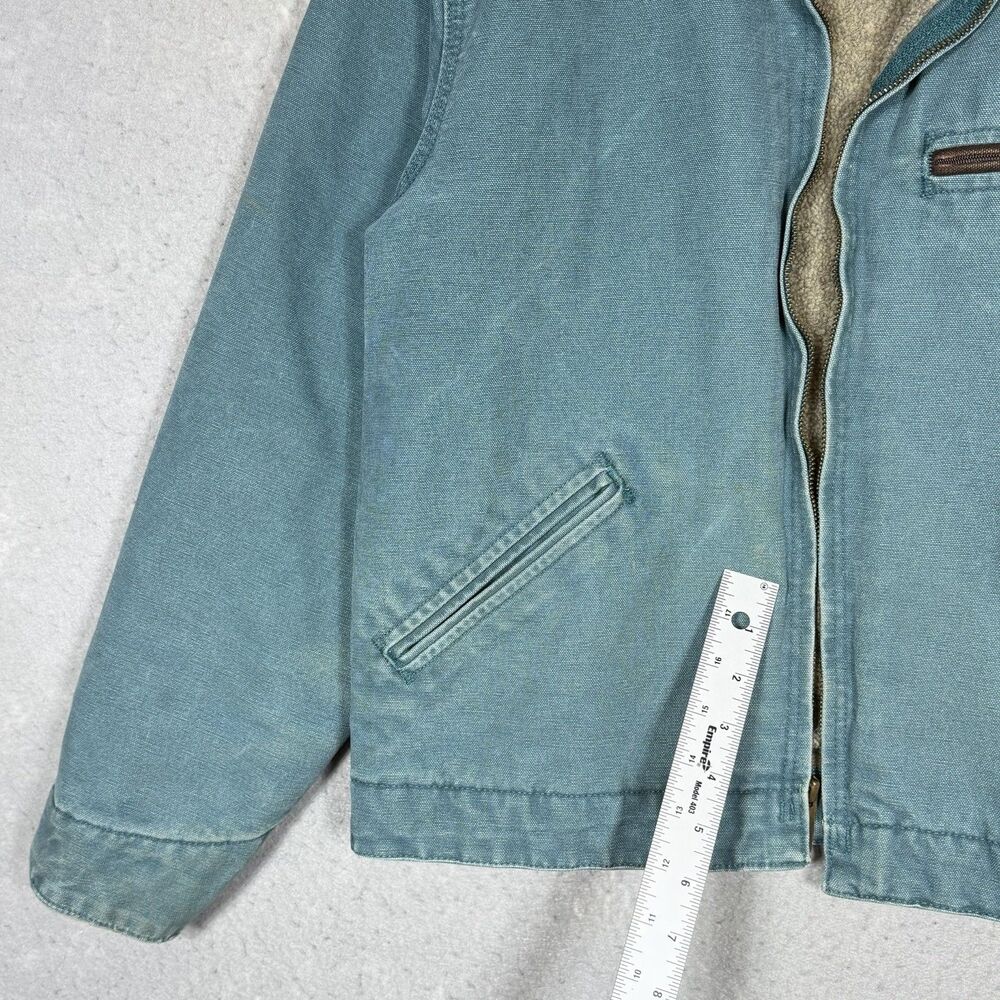 Vintage Carhartt Detroit WJ097 DTL Teal Full Zip Sherpa Jacket Women’s Sz Small - Picture 9 of 15